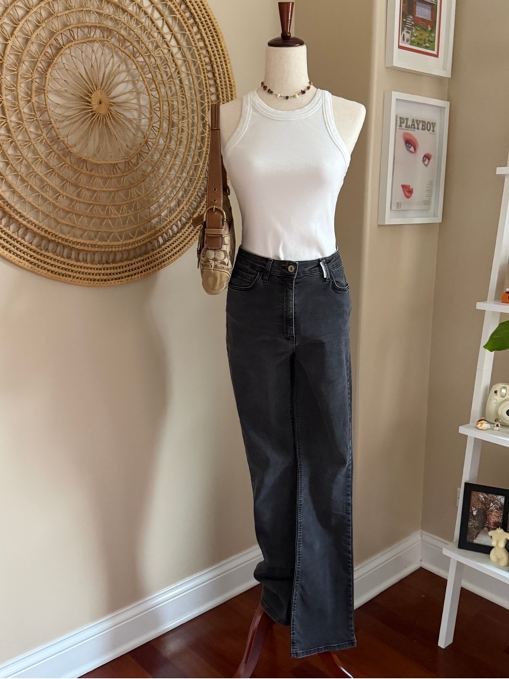 Collusion black high-waisted bootcut jeans